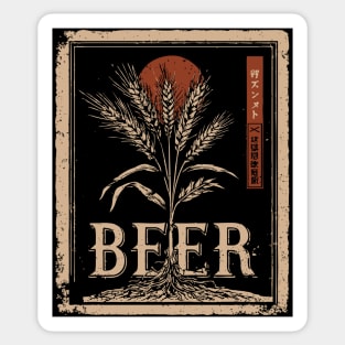 Barley Beer Vintage Brewing Poster Design Sticker